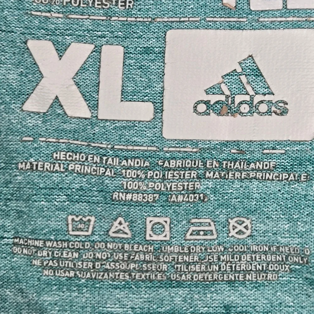 Adidas Men Shirt XL Teal Striped Ultimate Tee Activewear Raglan Short Sleeve